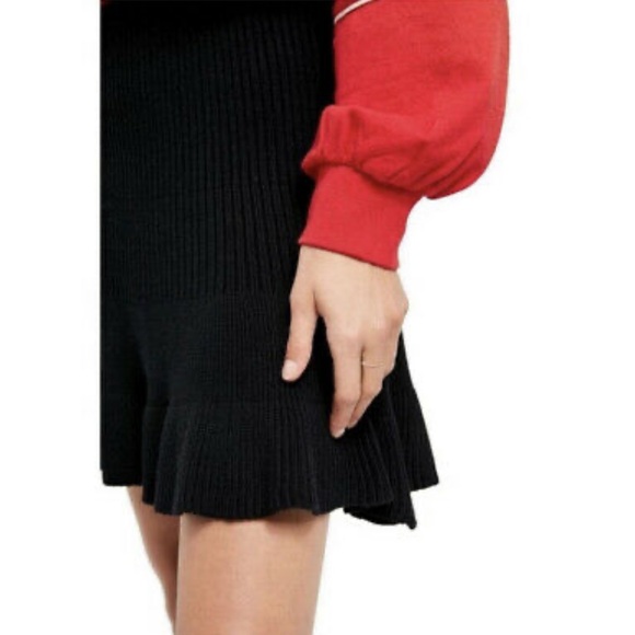 NWT Free People Ribbed Knit Flounce Black Skirt Size Small S - Picture 3 of 10
